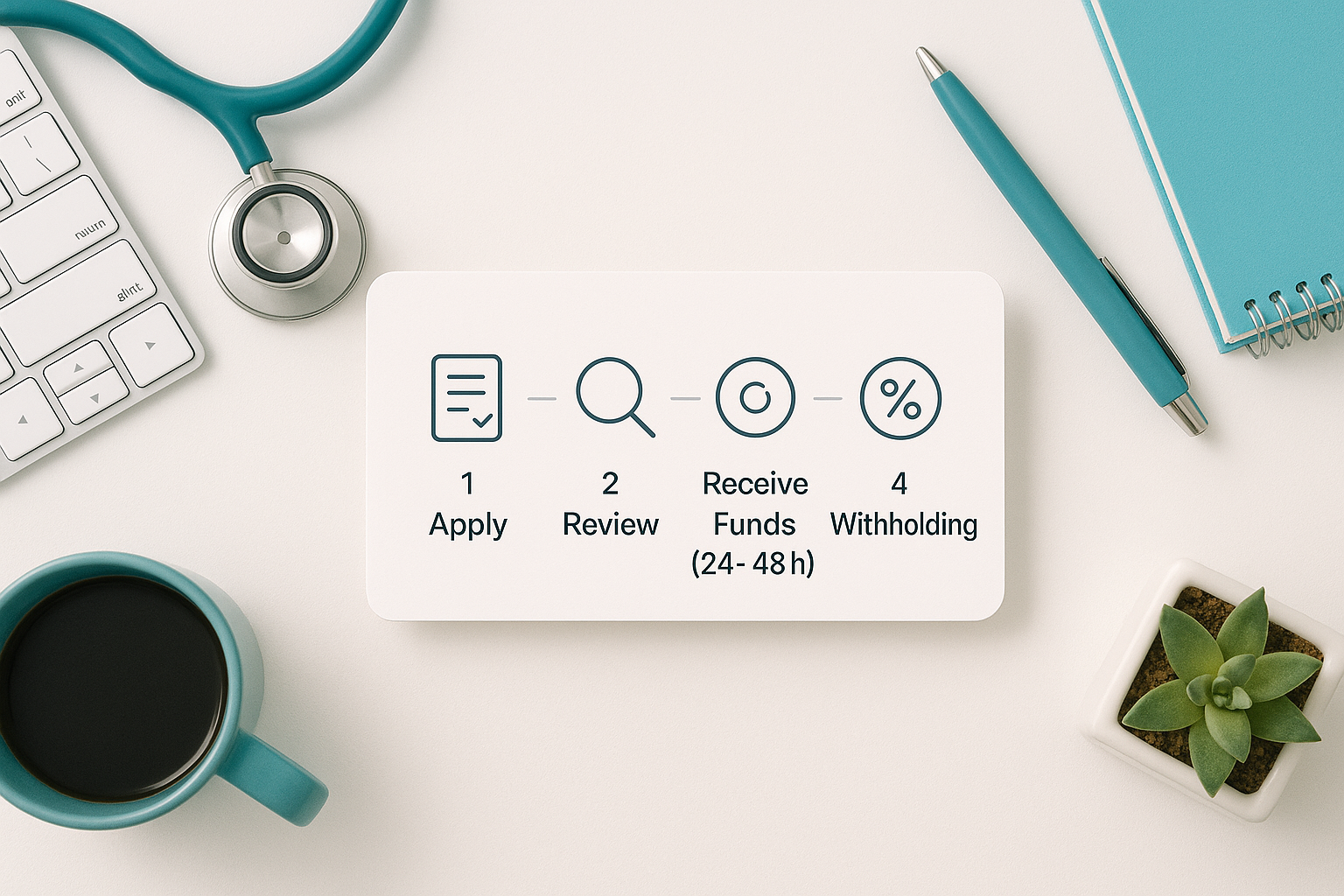 Simple four-step flow infographic