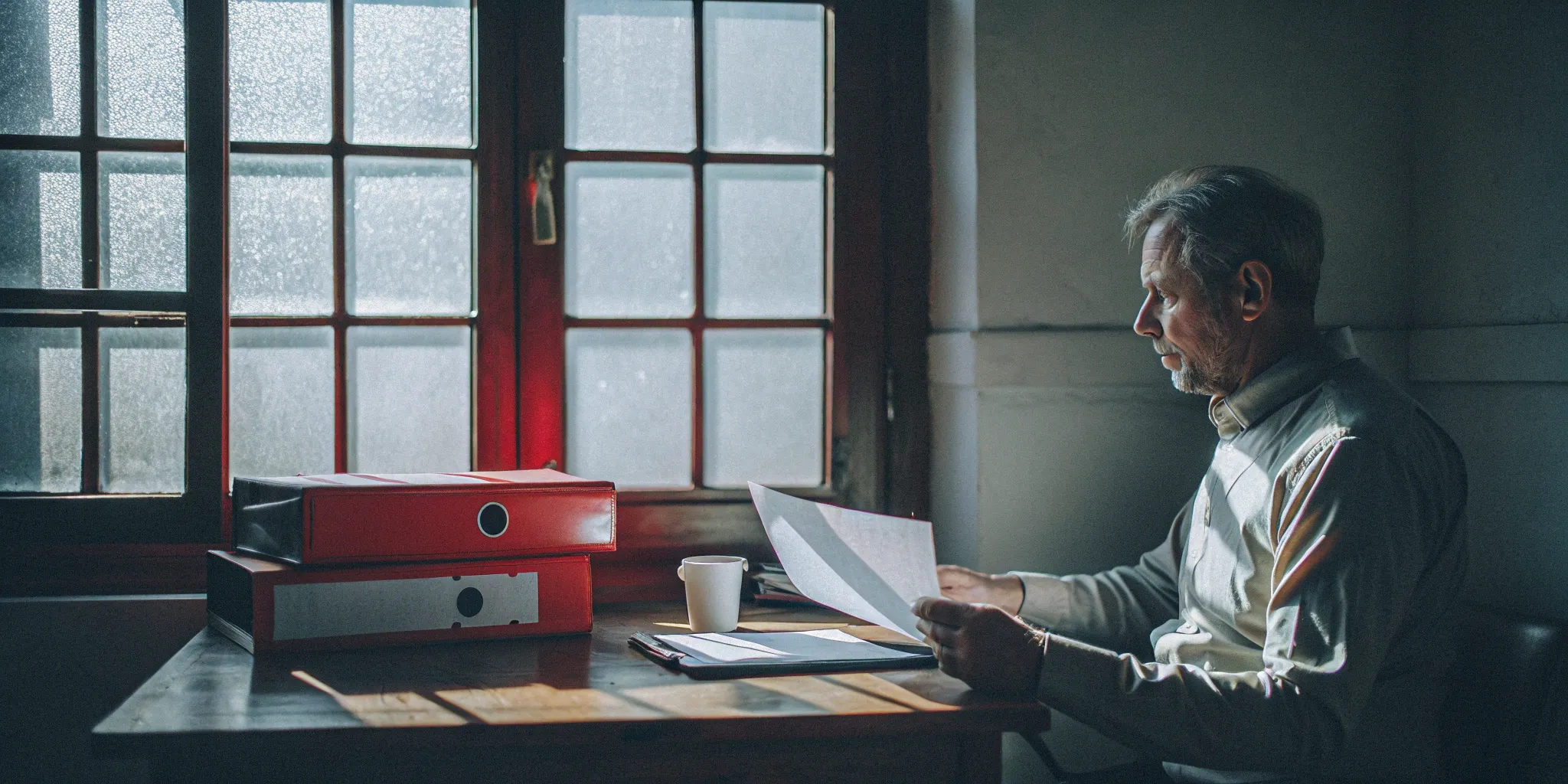 Home care business owner reviewing financing documents to get working capital.