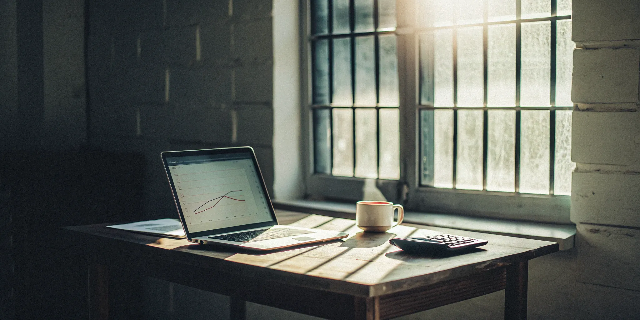 Laptop with a payroll finance chart and calculator used to finance payroll for a home care agency.