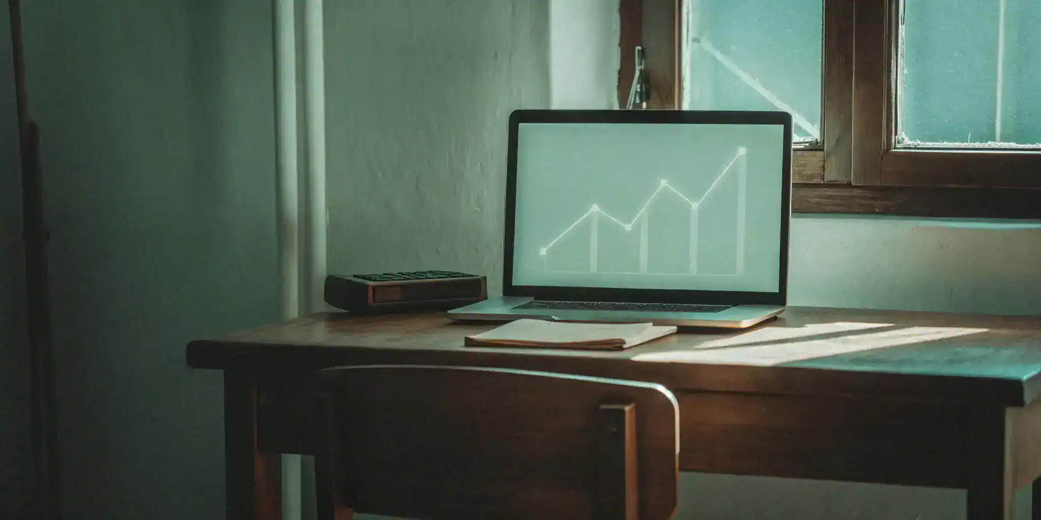 Laptop with a chart showing positive cash flow from accounts receivable financing.
